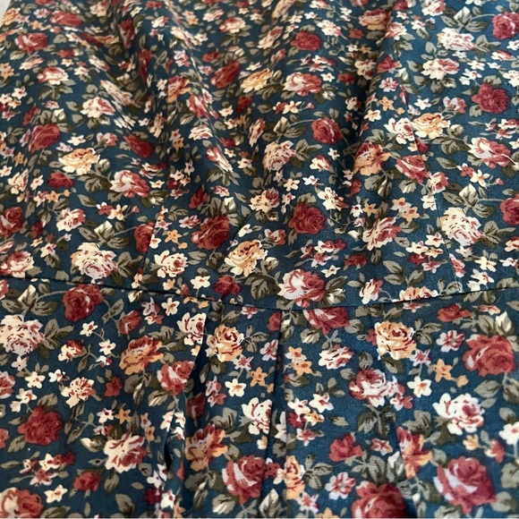 Handmade - Teacup flower Teal and Cream Pleated Mini Dress - Picture 7 of 8